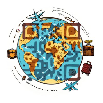 Globe Suitcase Airplane Vector QR Code for Stickers