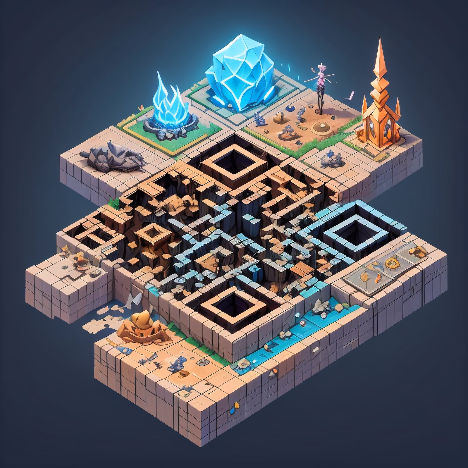 Isometric Magical Junkyard Fantasy QR Code for Posters — image 1