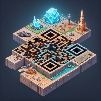 Isometric Magical Junkyard Fantasy QR Code for Posters