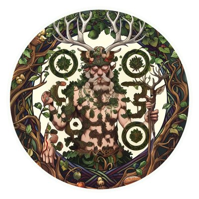 Antlered Forest God Fantasy QR Code for Stickers
