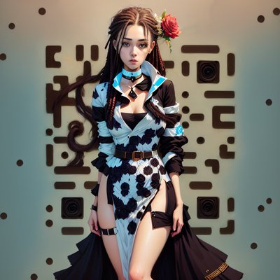 Dreadlocked Woman Fashion Painting QR Code for Posters