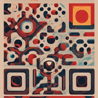 Astronaut Abstract Retro Sci-Fi QR Code for Posters