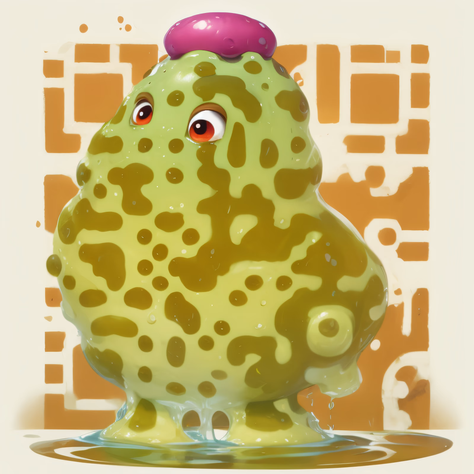 Green Slime Monster Cartoon QR Code for Stickers — image 1