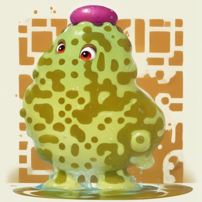 Green Slime Monster Cartoon QR Code for Stickers