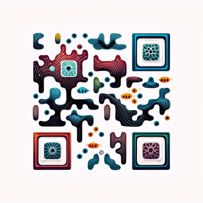 Морские существа в стиле дудл: векторное QR-код искусство — изображение 1
