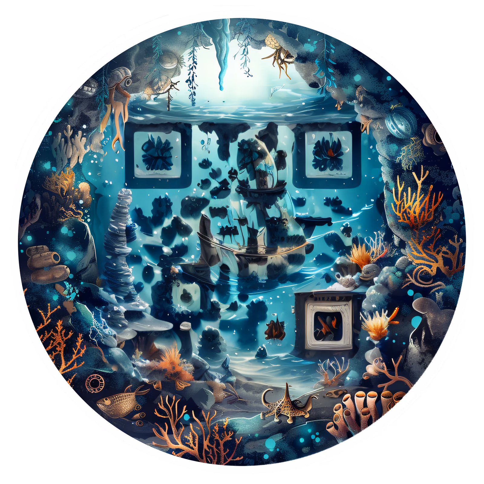 Underwater Shipwreck Fantasy QR Code for Stickers — image 1