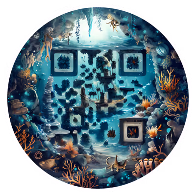 Underwater Shipwreck Fantasy QR Code for Stickers — image 1