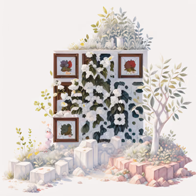 Flowering Garden Wall Illustration QR Code Art — image 1