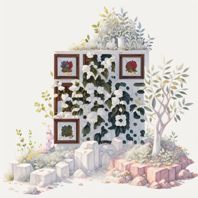 Flowering Garden Wall Illustration QR Code Art