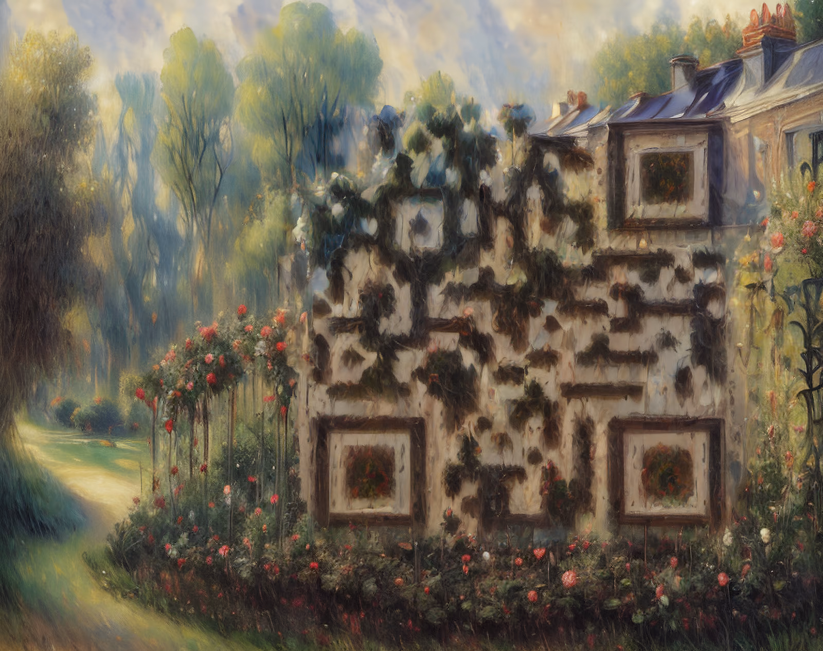 Усадьба с розовым садом: импрессионистское QR-код искусство — изображение 1