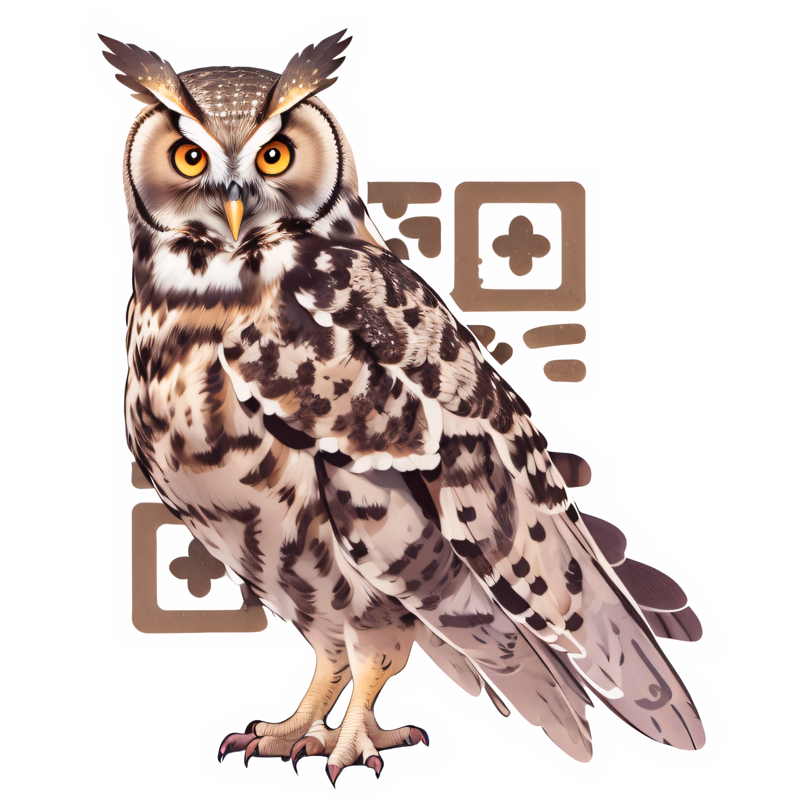 Long Eared Owl Vector QR Code for Stickers — image 1