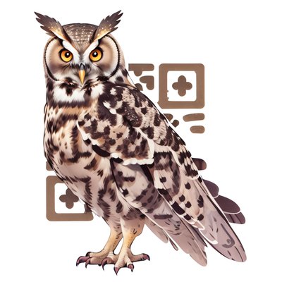 Long Eared Owl Vector QR Code for Stickers