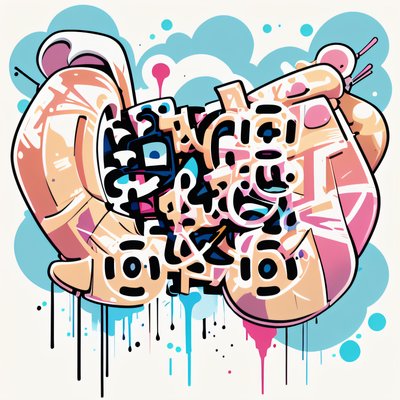 Pastel Graffiti Lettering Calligraphy & Lettering QR Code for Stickers