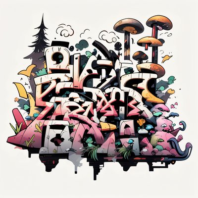 Graffiti Lettering Mushroom Street Art QR Code for Apparel