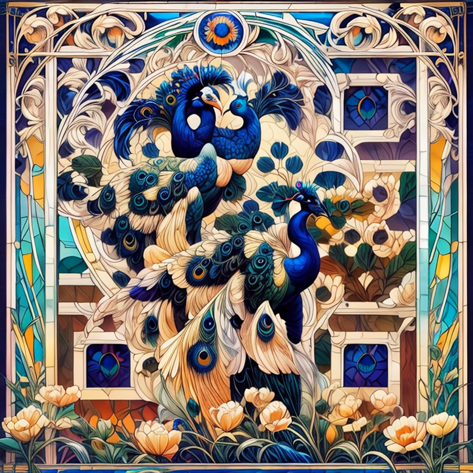 Peacock Stained Glass QR Code Art — image 1