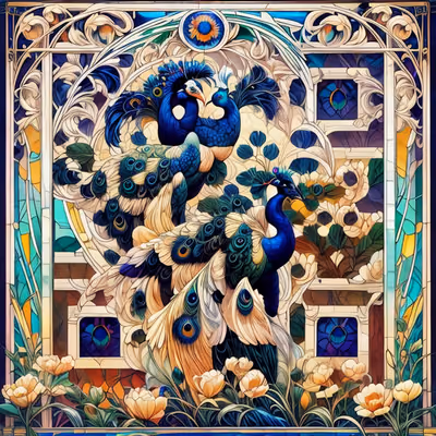 Peacock Stained Glass QR Code Art — image 1