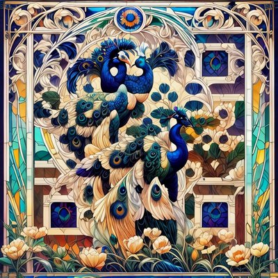 Peacock Stained Glass QR Code Art
