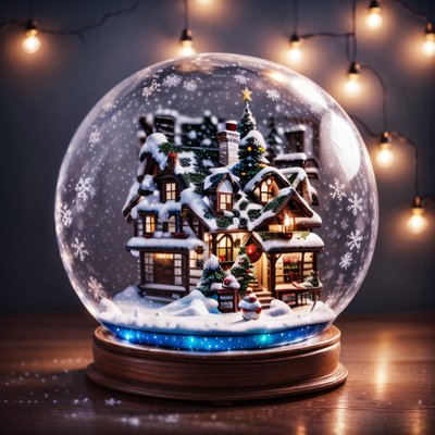 Christmas Snow Globe Cottage QR Code for Greeting Cards