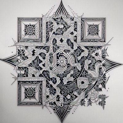 Geometric Mandala Dotwork QR Code for Temporary Tattoos
