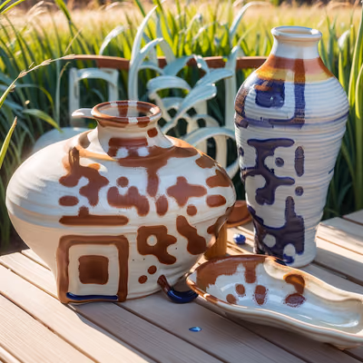 Glazed Pottery Meadow Photo QR Code Art — image 1