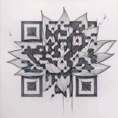 Blooming Lotus Ink Tattoo QR Code for Temporary Tattoos