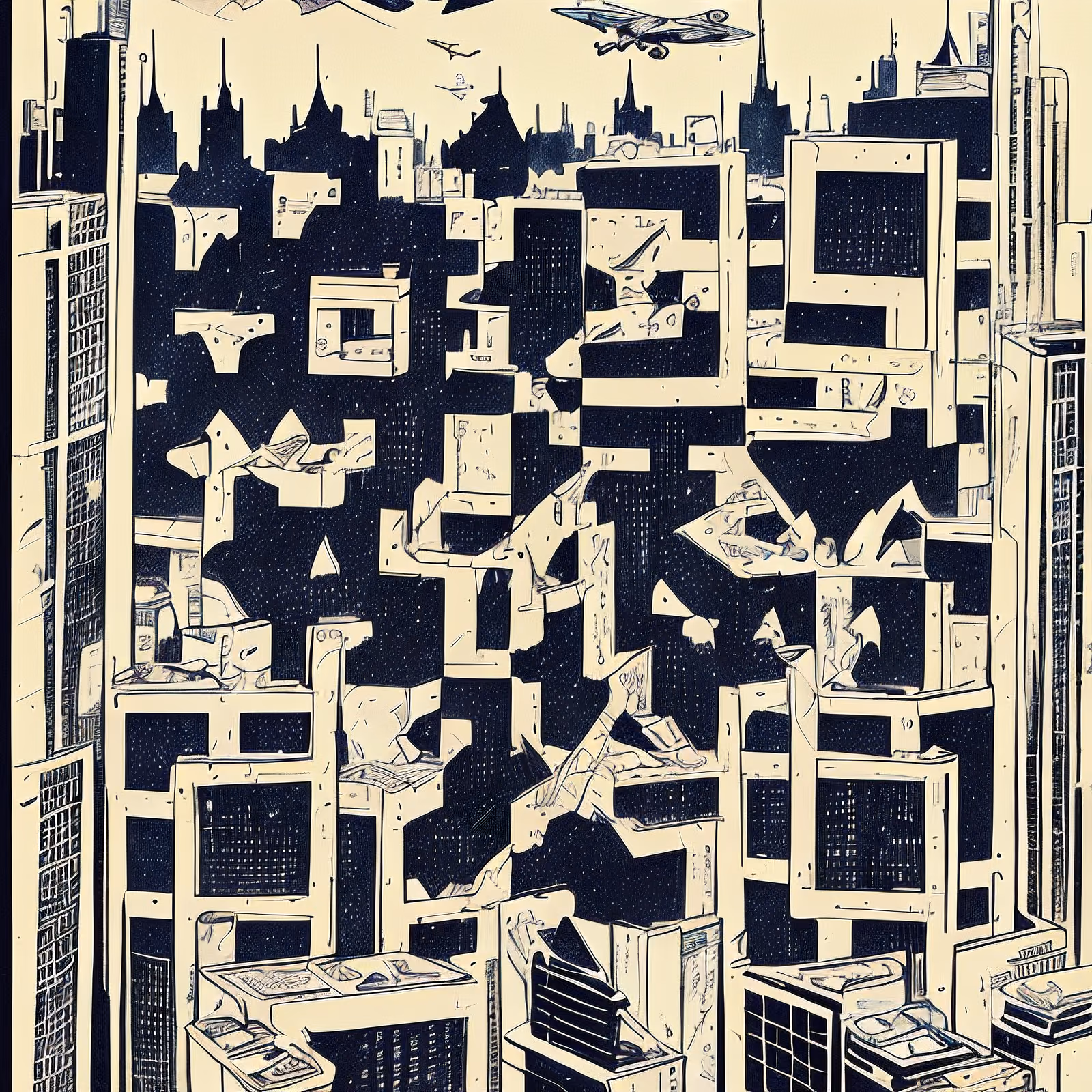 Skyscraper City Comic Ink QR Code for Posters — image 1