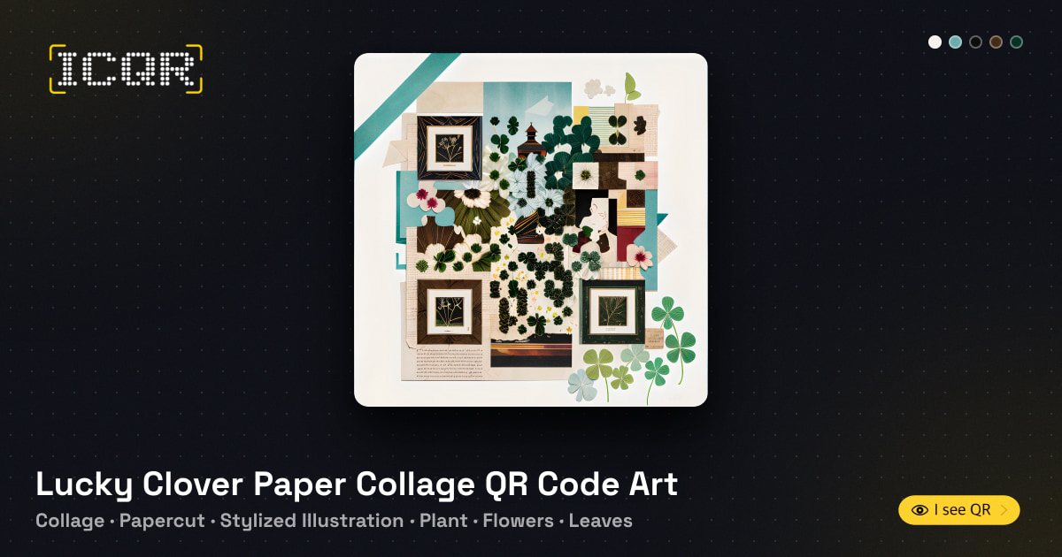 Lucky Clover Paper Collage QR Code Art • ICQR