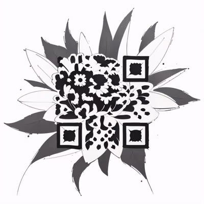 Black and White Flower Tattoo QR Code for Temporary Tattoos — image 1