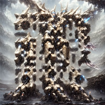 Giant Armored Mecha Concept Art QR Code for Posters