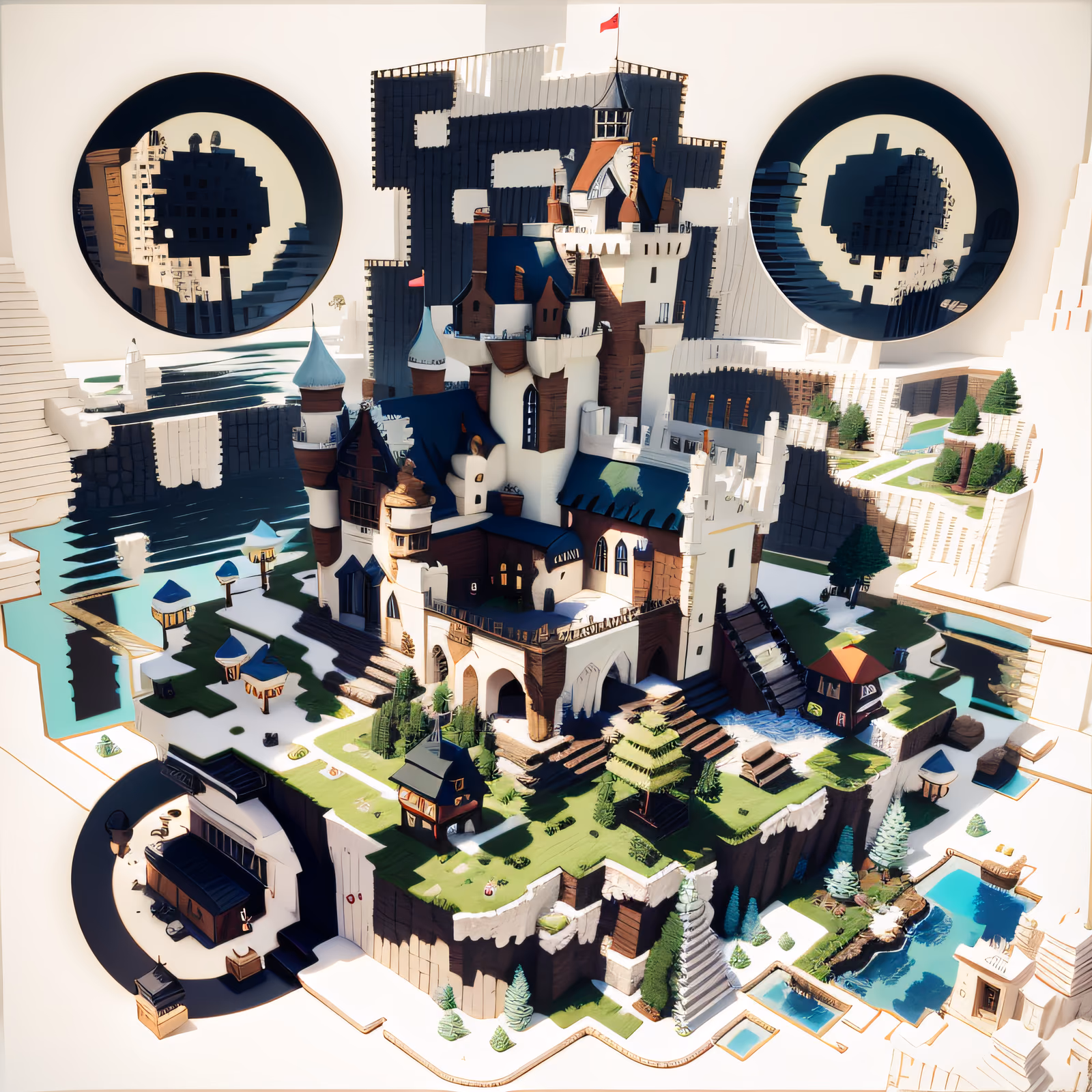 Voxel Castle Island Game World QR Code for Posters — image 1