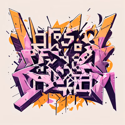 Pink Orange Graffiti Lettering Abstract QR Code for Apparel — image 1