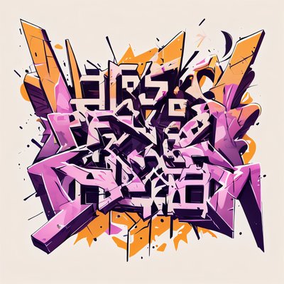 Pink Orange Graffiti Lettering Abstract QR Code for Apparel