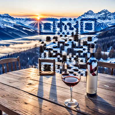 Alpine Sunset Wine Table Photorealistic QR Code for Posters — image 1