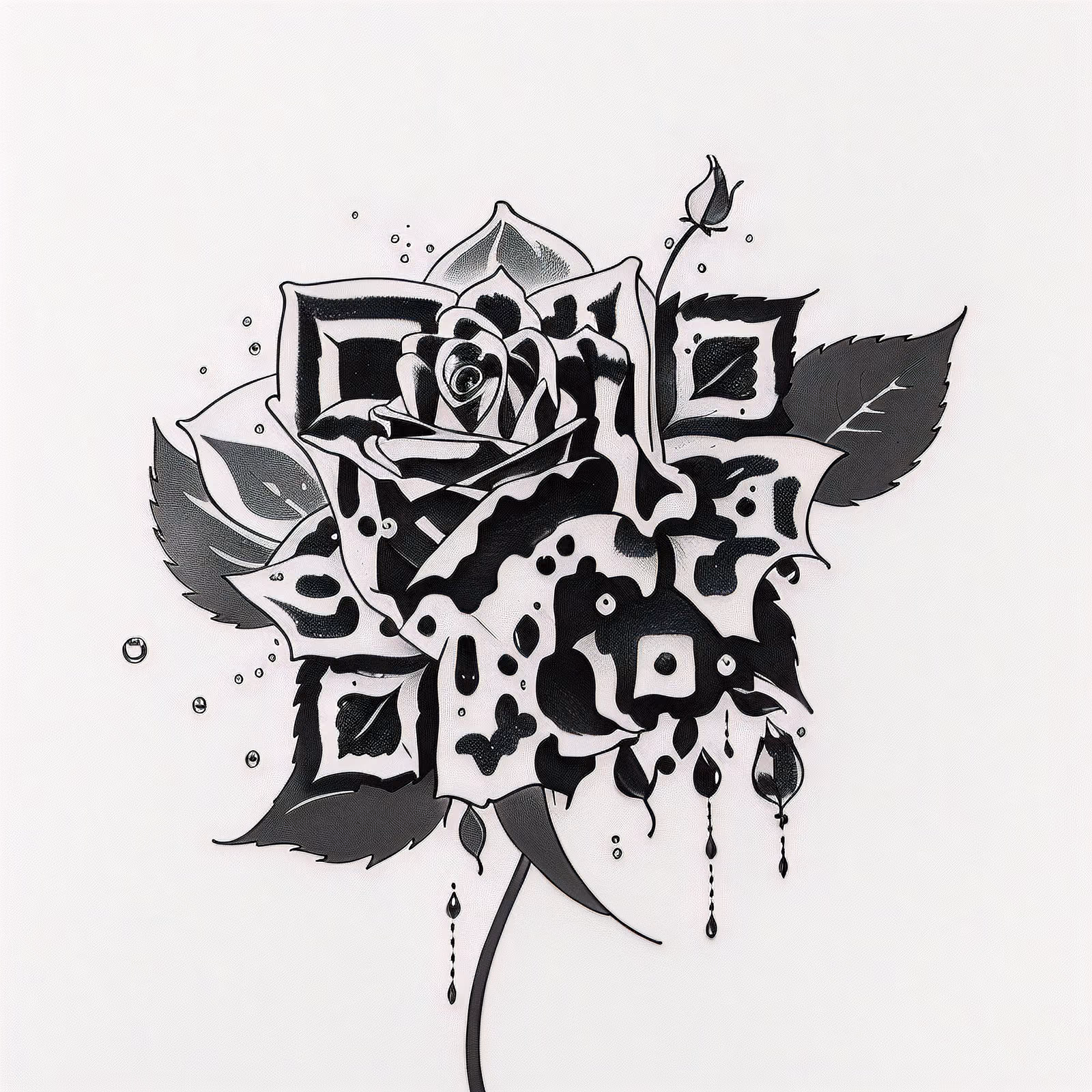 Black Rose Dewdrop Tattoo QR Code for Temporary Tattoos — image 1