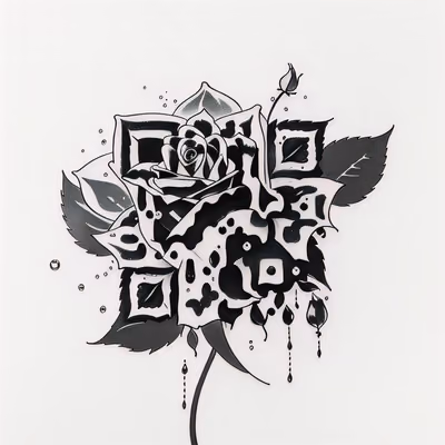 Black Rose Dewdrop Tattoo QR Code for Temporary Tattoos — image 1