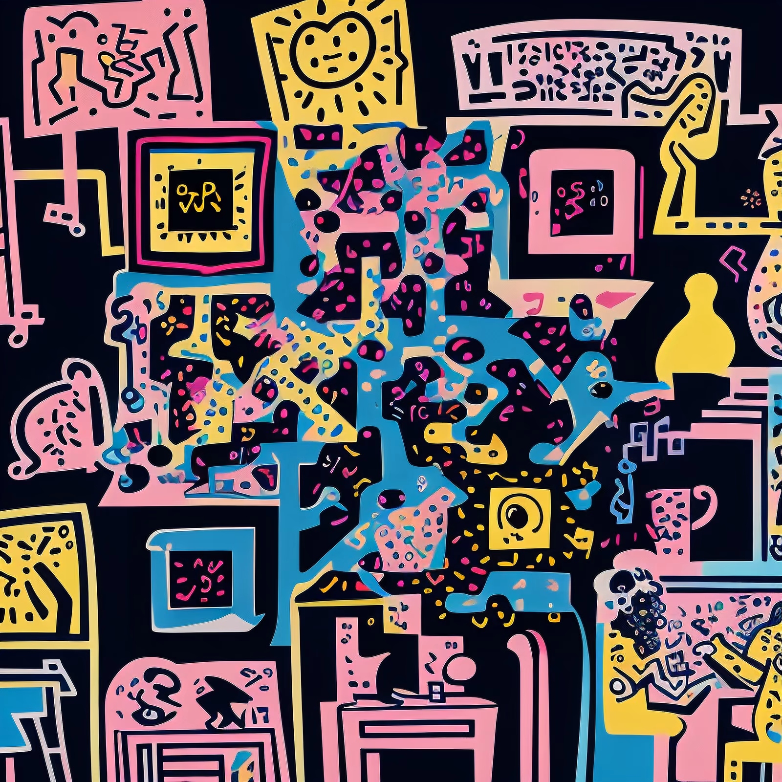 Crowded Pop Art Interior QR Code for Posters — image 1