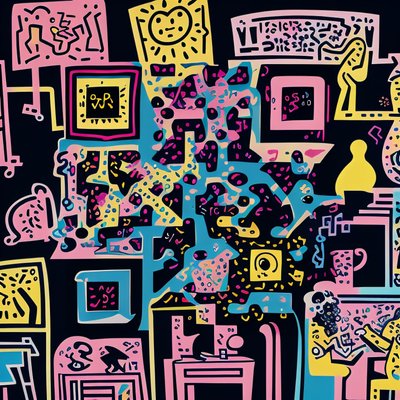 Crowded Pop Art Interior QR Code for Posters