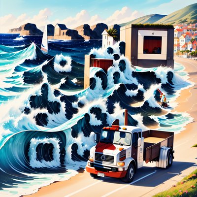 Coastal Truck Gouache QR Code for Posters