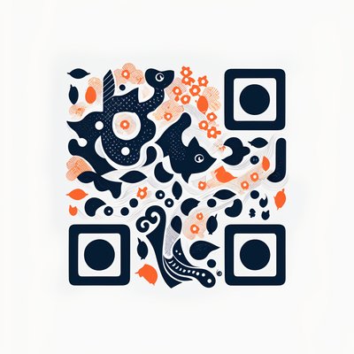 Navy Fish Silhouette Vector QR Code for Packaging