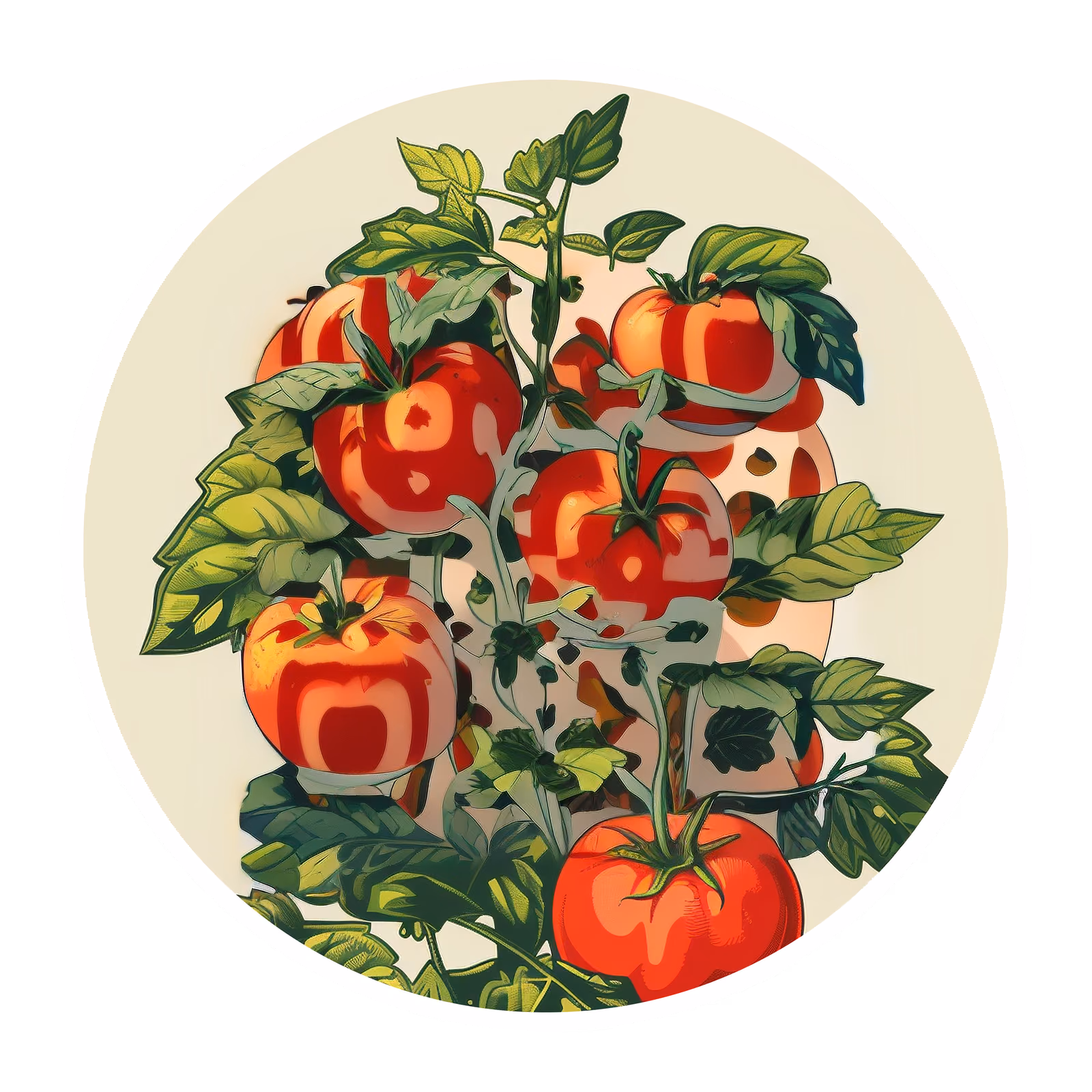 Tomato Plant Vector Illustration QR Code for Stickers — image 1