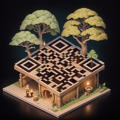 Elven Treetop Tavern Isometric QR Code Art