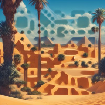 Egyptian Desert Pyramids Digital Painting QR Code for Posters