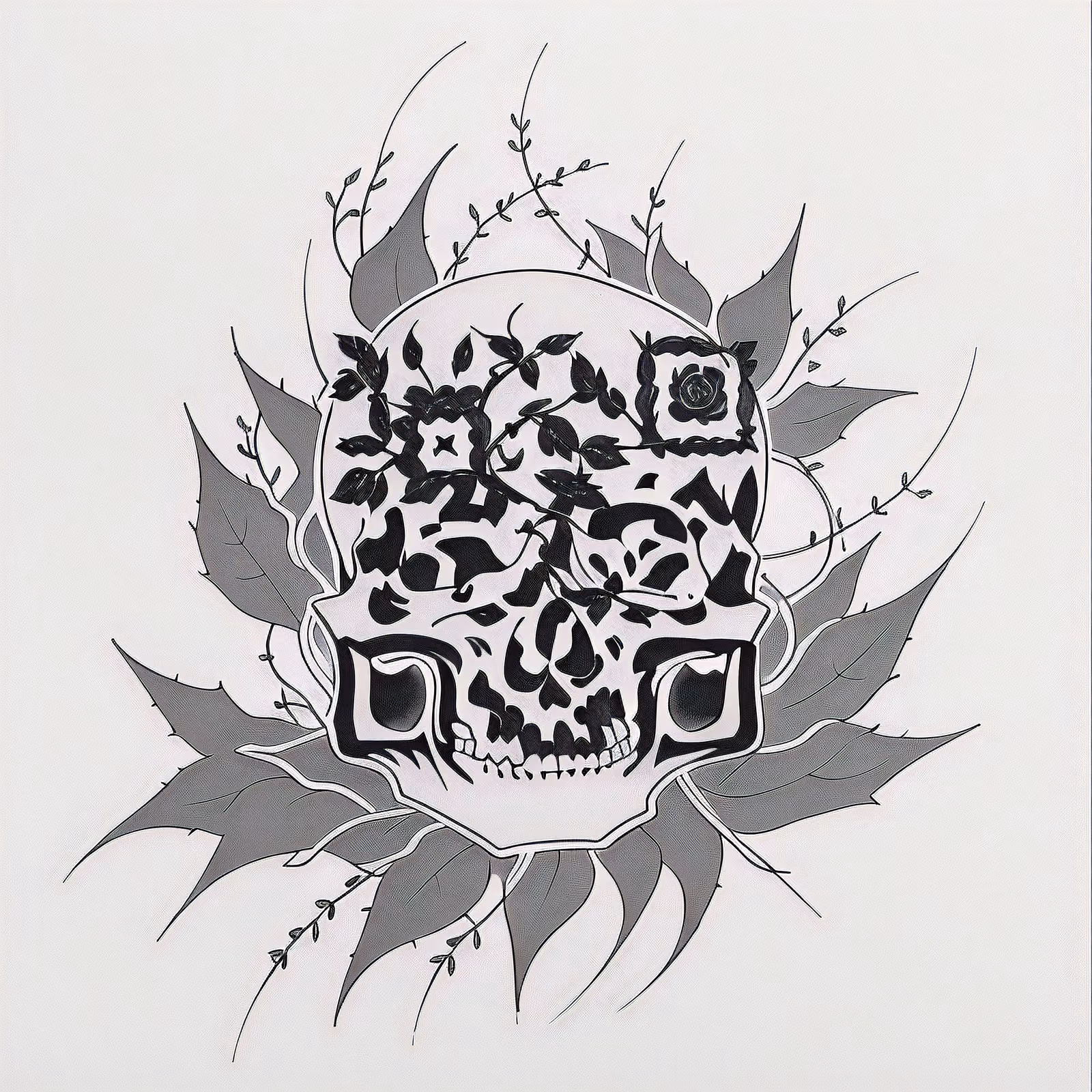 Thorny Vine Skull Tattoo QR Code for Temporary Tattoos — image 1