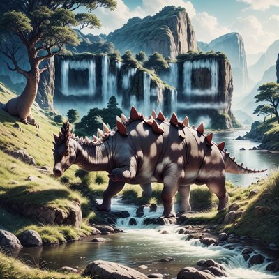 Stegosaurus Waterfall Valley Cinematic QR Code for Posters