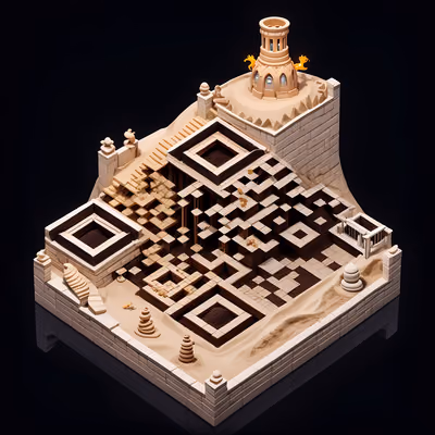 Isometric Sand Studio Diorama QR Code Art — image 1