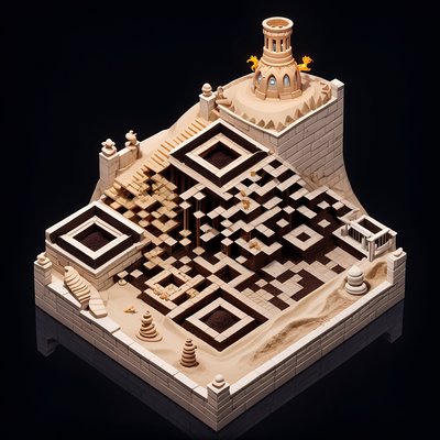 Isometric Sand Studio Diorama QR Code Art