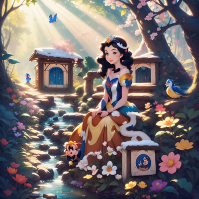 Princess in Enchanted Forest Cartoon QR Code Art — image 1