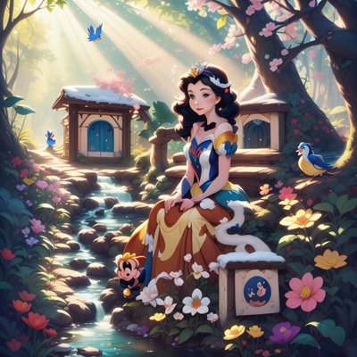 Princess in Enchanted Forest Cartoon QR Code Art
