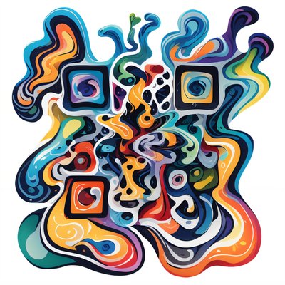 Flowing Abstract Vector QR Code for Stickers