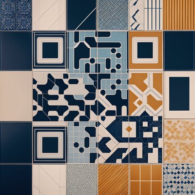 Bauhaus Geometric Tilework QR Code Art
